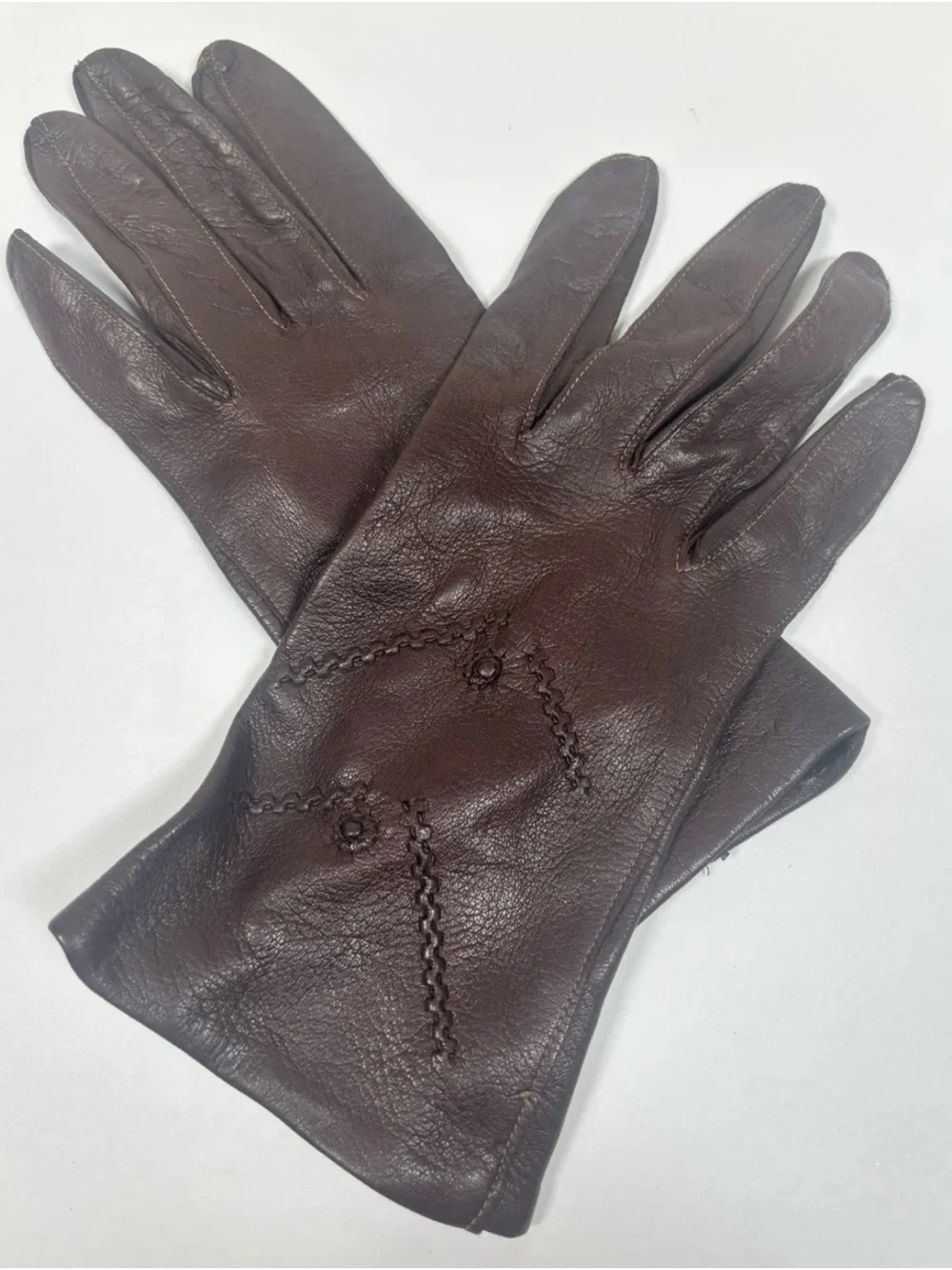 Vintage Italian Unlined Buttery Soft Leather Gloves Womens Size 7 Dark Brown